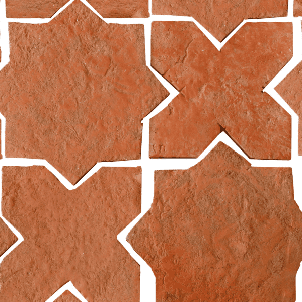 star cross terracotta tile pattern