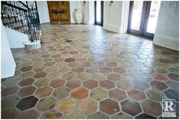 Mexican Tile Floor & Decor | Hexagon Terracotta Flooring at Wedding Venue